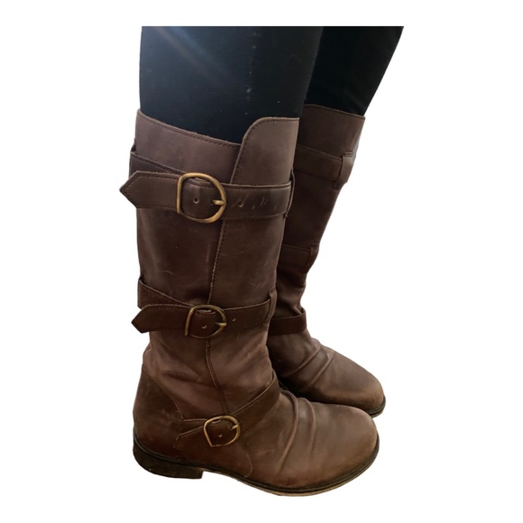 Leather distressed boots with buckles. Size 37 - Picture 6 of 16